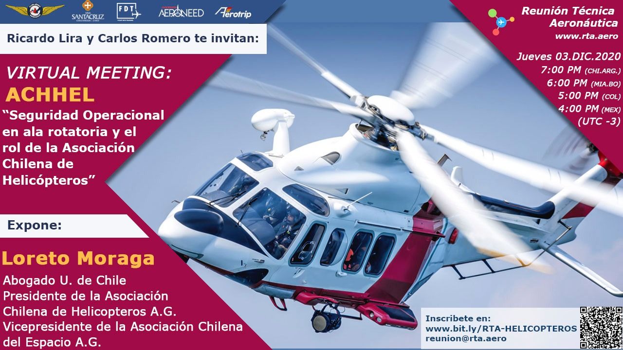 Reunión Técnica Aeronáutica (RTA) invita a presentación de ACHHEL